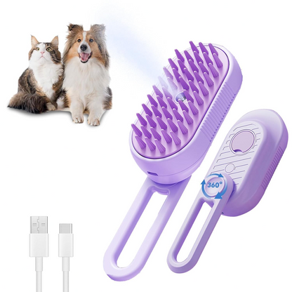 Electric Pet Steam Brush Grooming Comb with Water Spray