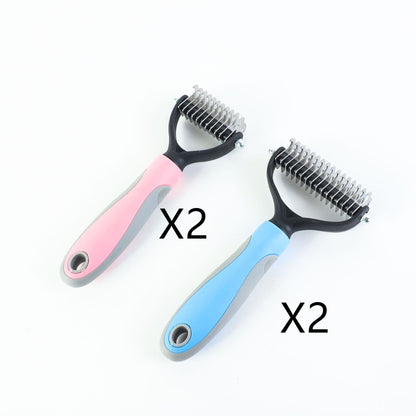 Stainless Double-Sided Pet Brush Hair Removal Comb Grooming Dematting Dog Grooming Shedding Tools