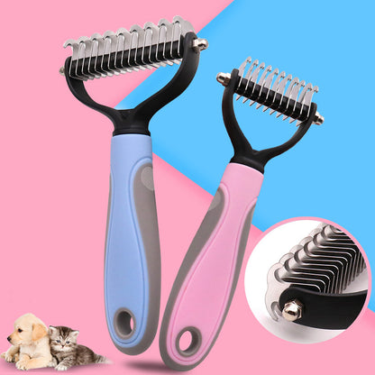 Stainless Double-Sided Pet Brush Hair Removal Comb Grooming Dematting Dog Grooming Shedding Tools