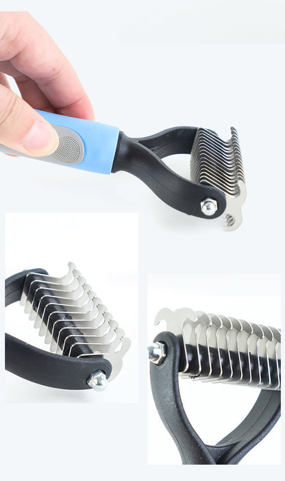 Stainless Double-Sided Pet Brush Hair Removal Comb Grooming Dematting Dog Grooming Shedding Tools